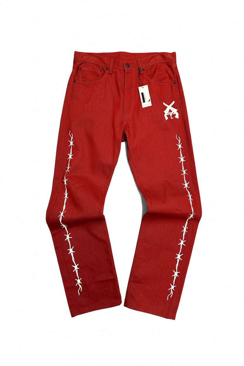 "Warren Lotas Barbed Wire Denim – Red" SZ-32