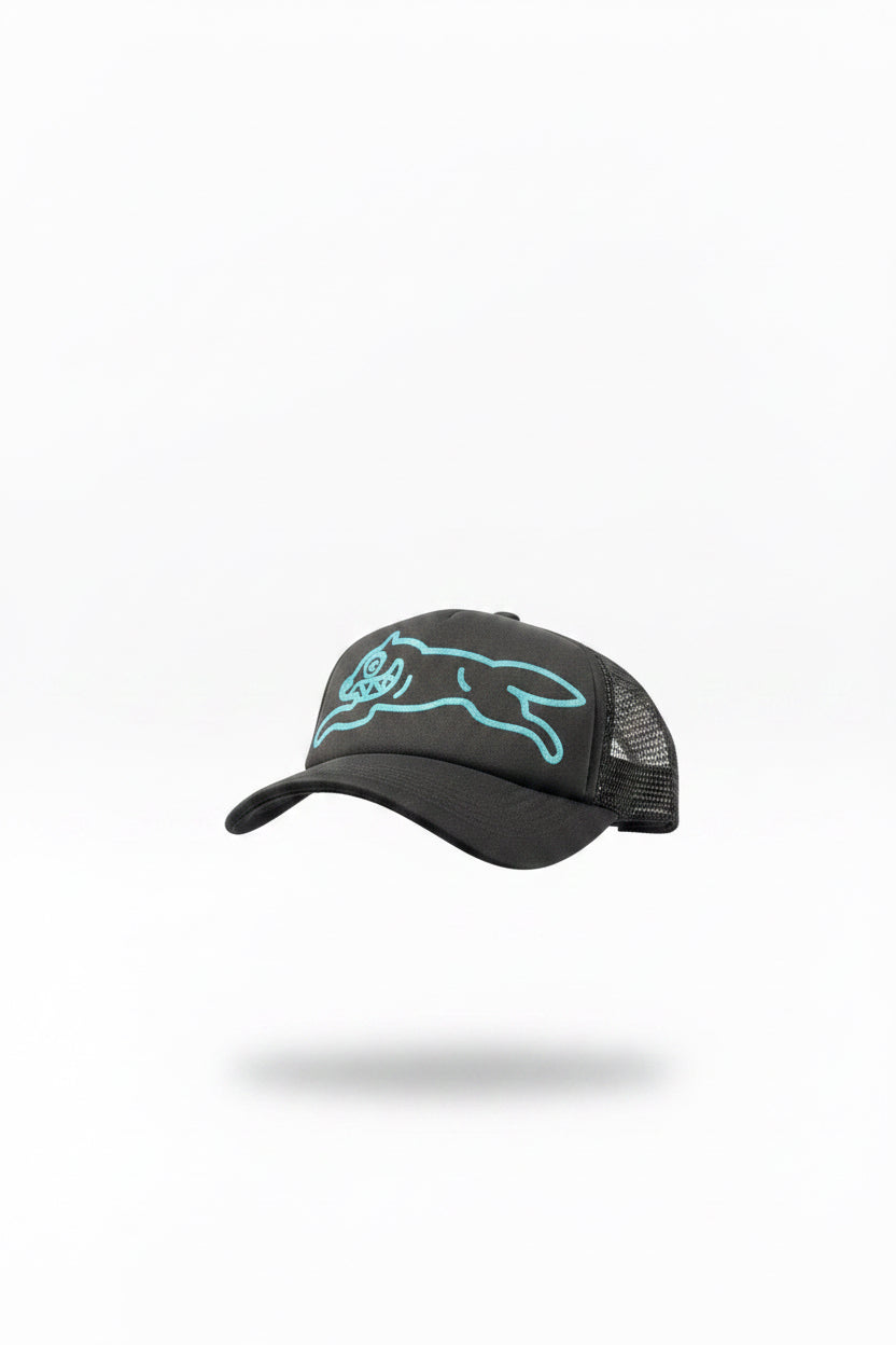 Icecream Black Trucker Hat – Leaping Dog Logo