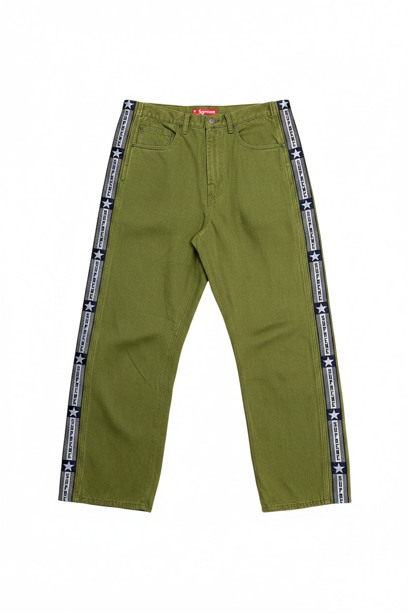 Supreme Star Side Stripe Pants – Olive (Size 34)