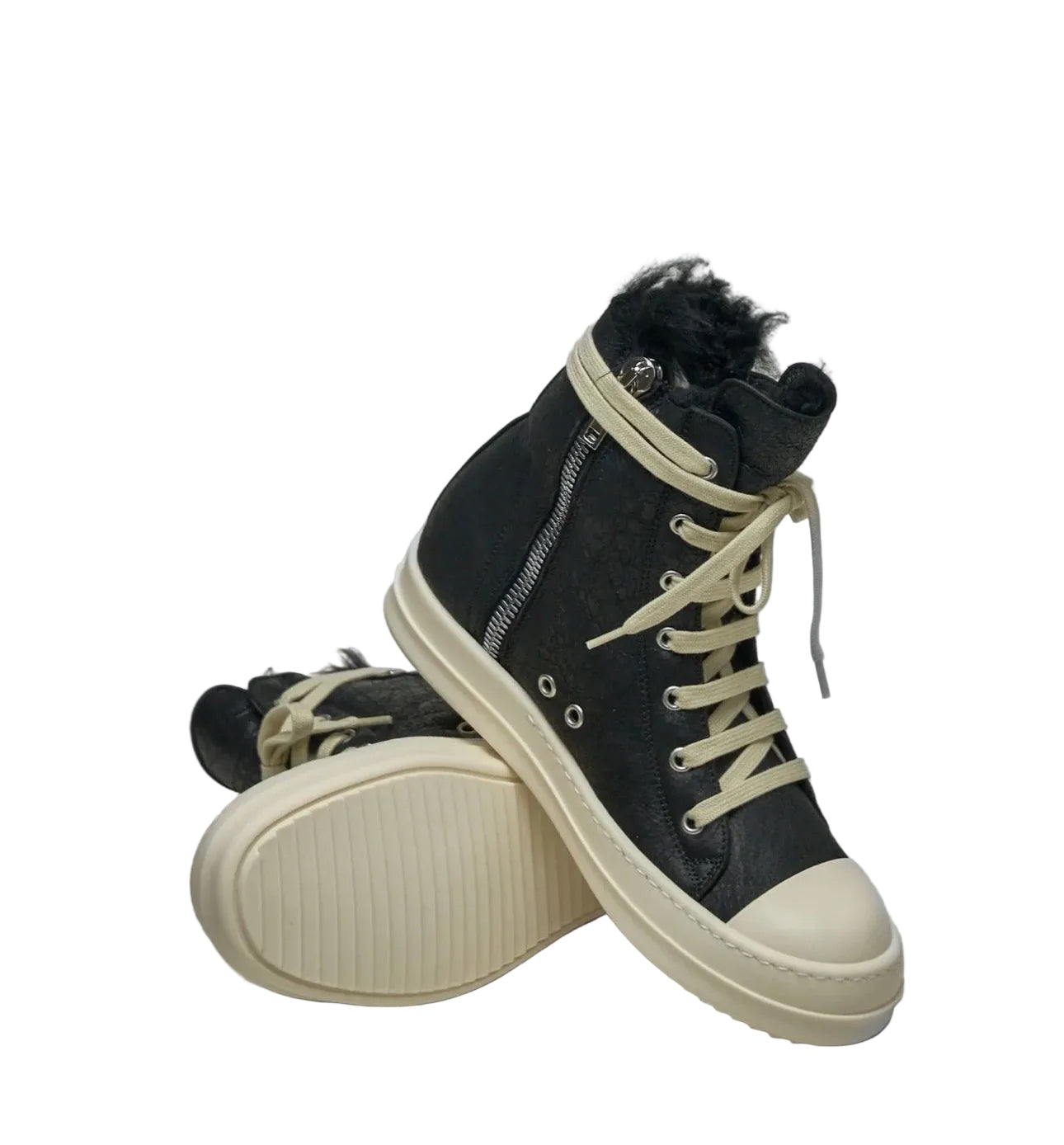 RICK OWENS
High Top Zebra Shearling Ramones Sneakers