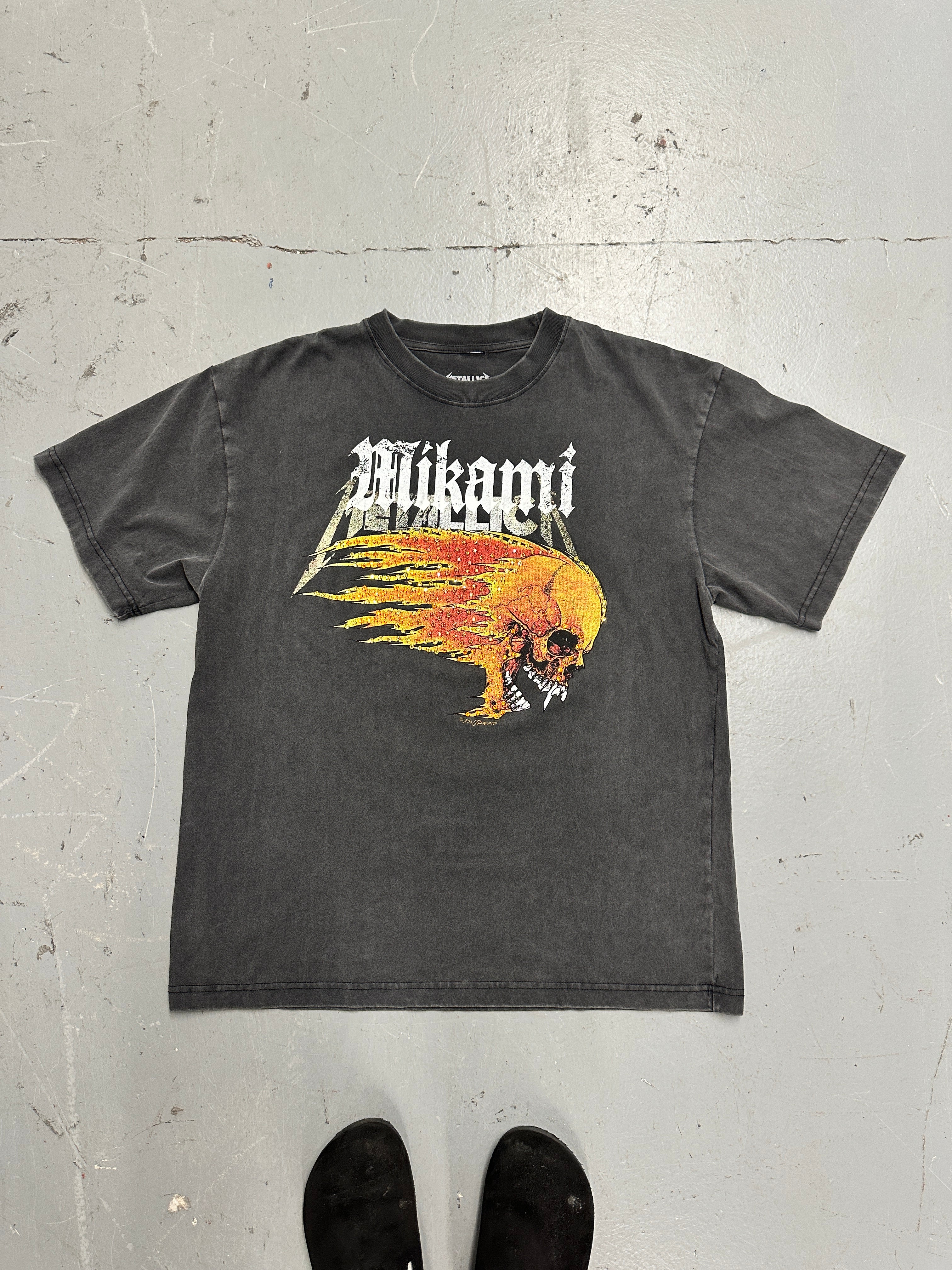 MIKAMI  “Flaming Skull” Rhinestone Tee