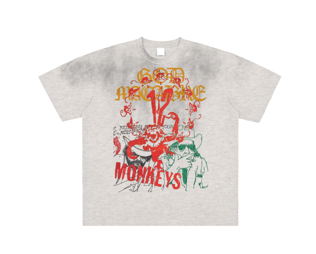 SATO “God Macabre / Monkeys” Tee — Light Gray