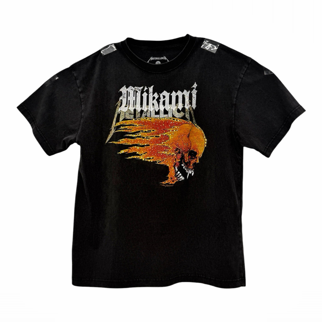 MIKAMI  “Flaming Skull” Rhinestone Tee