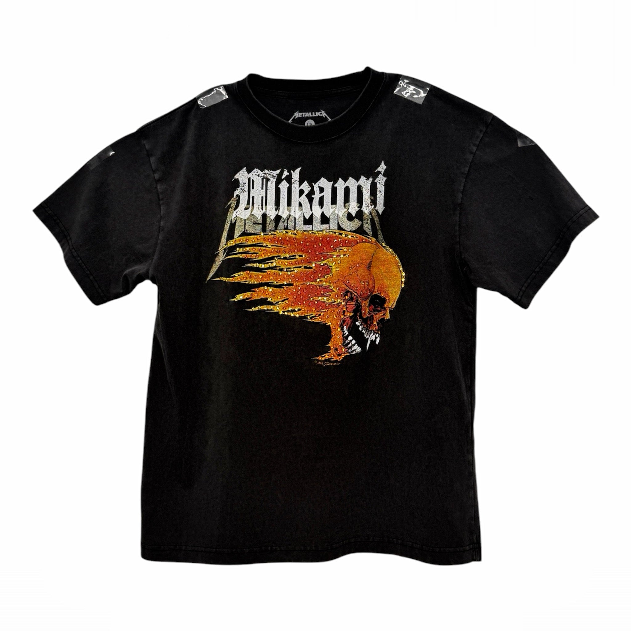 MIKAMI  “Flaming Skull” Rhinestone Tee