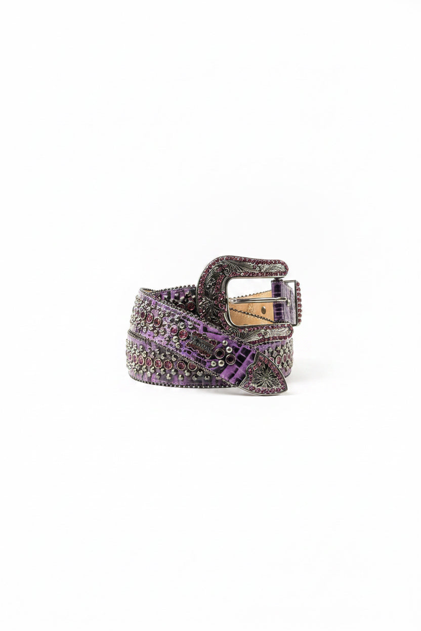 B.B. Simon Crystal Belt "Purple Croc"