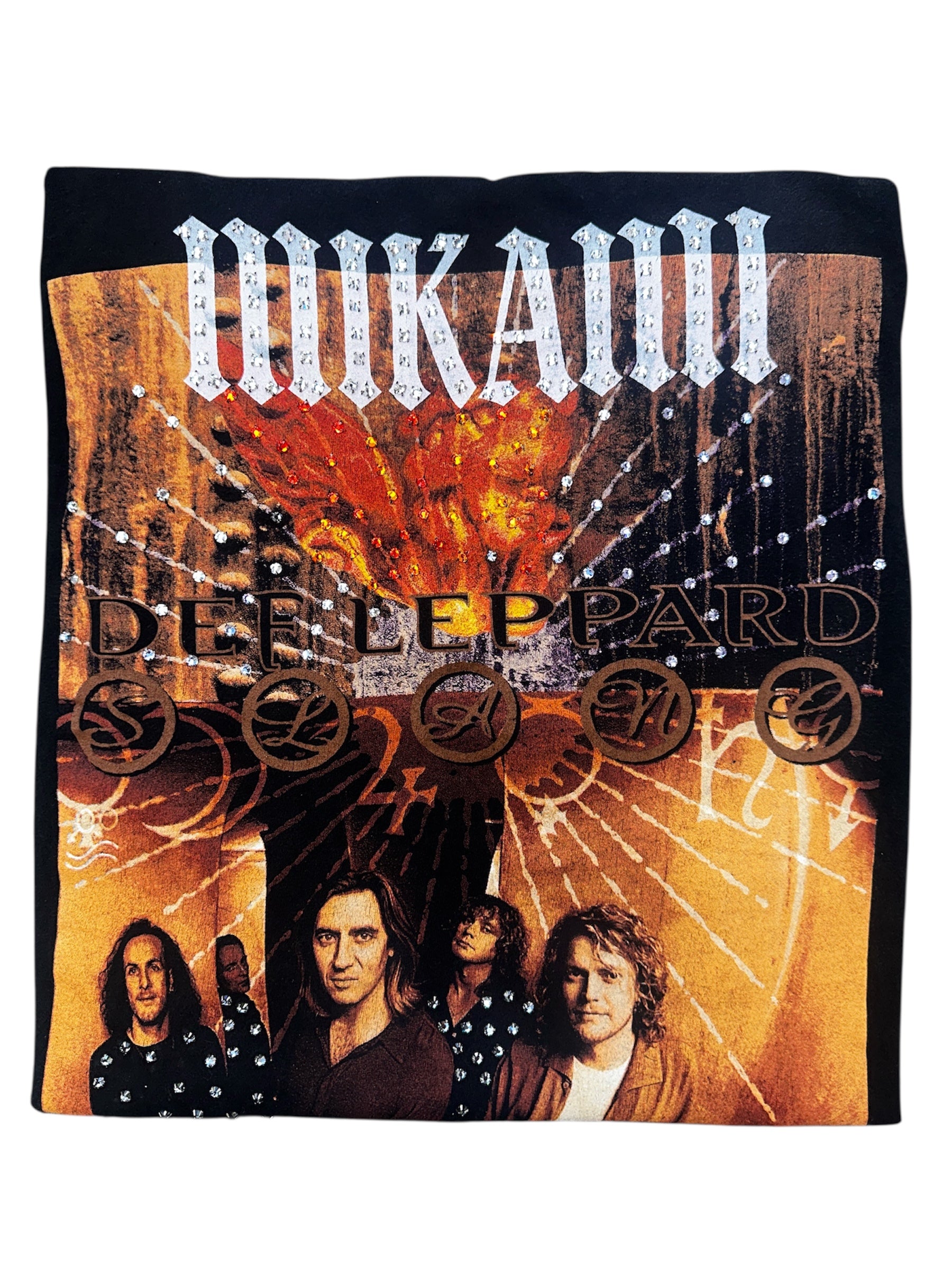 MIKAMI  x Def Leppard Vintage Rhinestone Tee – Size XL