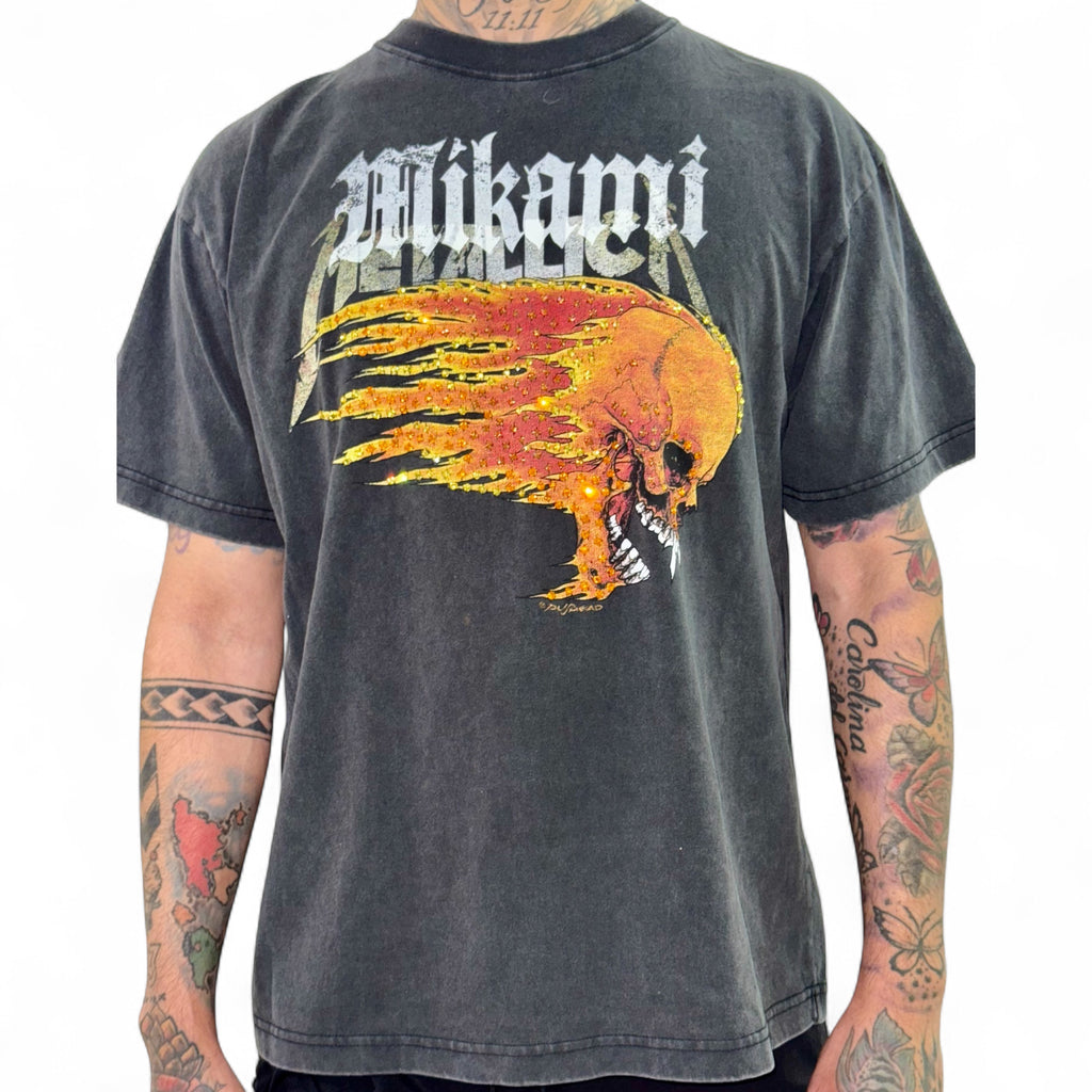 MIKAMI  “Flaming Skull” Rhinestone Tee